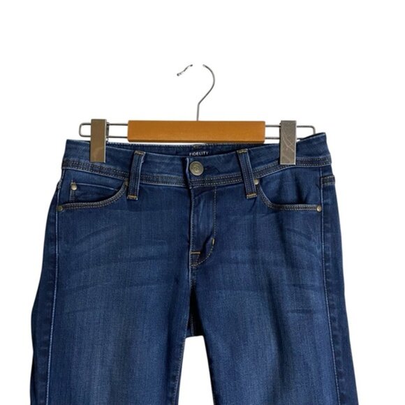 Fidelity Women’s Mila Mid Rise Ankle Slim Denim Jean in Starlet Dark - Picture 2 of 9